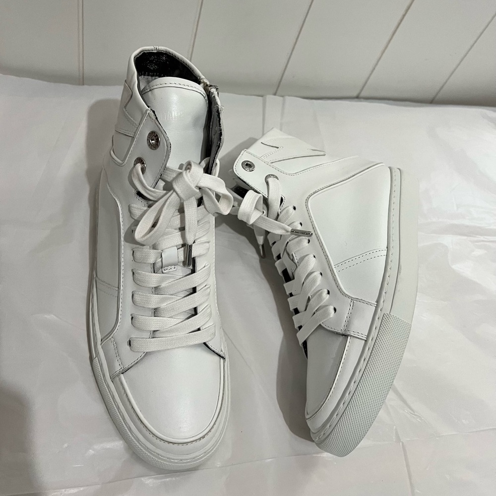 Zidig Voltaire High Flash High Top Leather Sneakers size 38 US 8 white